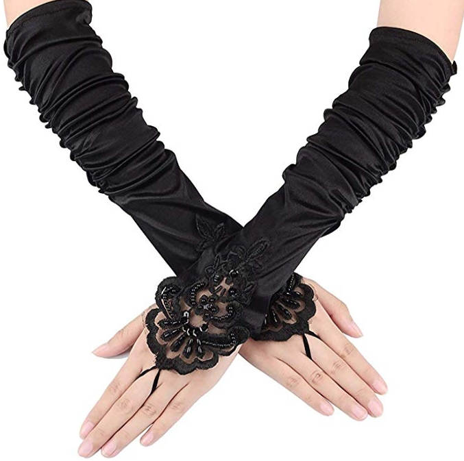Black Wedding Gloves Satin