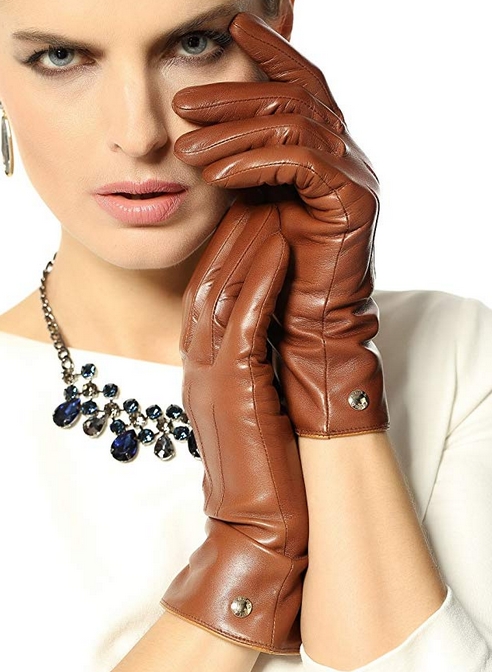 Elma Leather Gloves 100% Pure Cashmere Lined