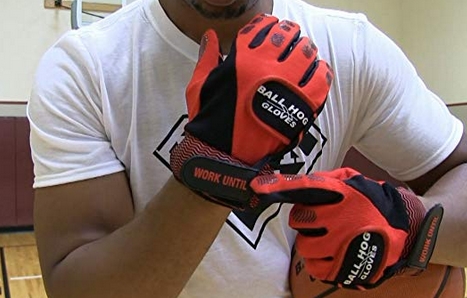 ball hog gloves on hands