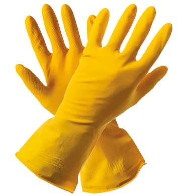 yellow rubber gloves